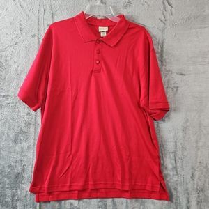 LL Bean Mens Large Soft Red Pima Cotton Short Sleeve Casual Polo Shirt